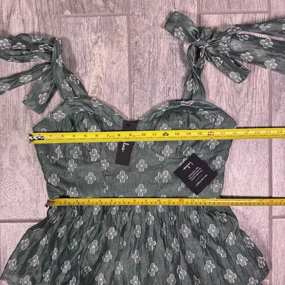 NWT Lulus Gorgeous Excellence Green Floral Burnout Tiered Midi Dress XL Coquette - Picture 5 of 9